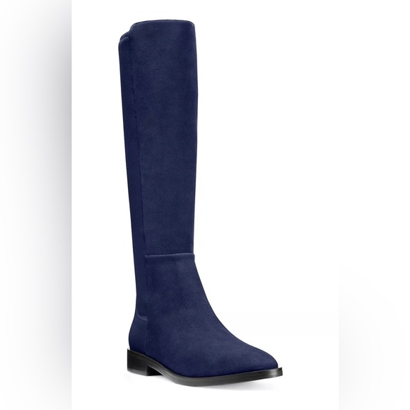 NWOB STUART WEITZMAN Greer City knee high Suede Navy Boots, Size 5 - Picture 1 of 13